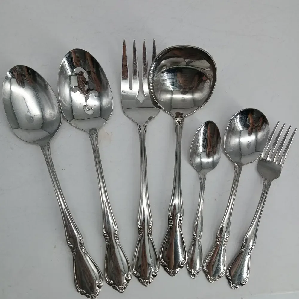 7X Serving Oneida CHATEAU Stainless Ladle Sugar Spoon Toddler Slotted Glossy USA